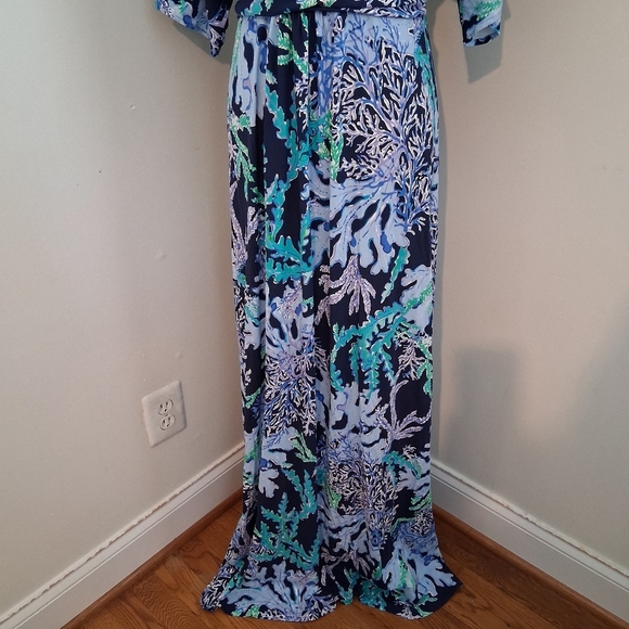 Lilly Pulitzer Parigi Maxi Dress Deep Indigo Swish Sway Navy Blue Size L NWT - Picture 7 of 9